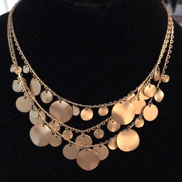 Jewelry - Gold satin triple strand disc necklace